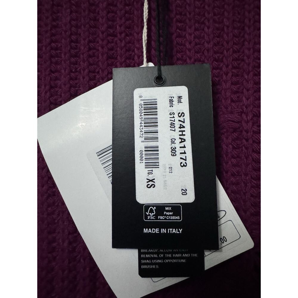 NWT Dsquared2 Ripped Distressed Magenta Wool Sweater Size XS (S-M) Runs BIG - Picture 12 of 13